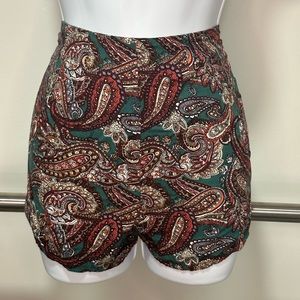 Paisley high waisted shorts